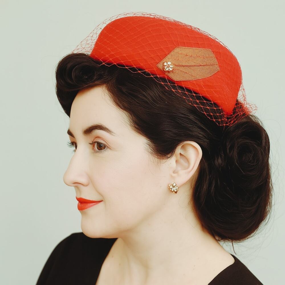 Vintage Union Made Pill Box Hat Red